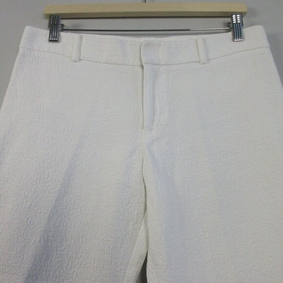 Club Monaco Capri Mid Rise Cropped Pants Women's 8 White Cotton Slim Casual 286 - Picture 3 of 11